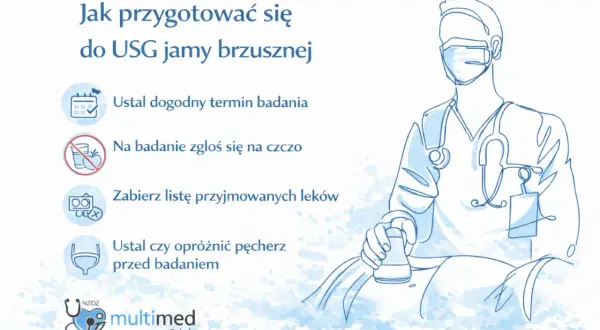 Jak przygotować się do USG jamy brzusznej: ustal termin, zgłoś się na czczo, zabierz listę leków i opróżnij pęcherz. Badanie jest szybkie i bezbolesne.
