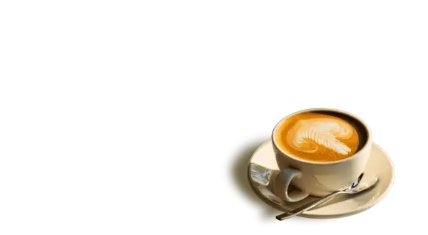 En vacker kaffe latte hemma, med latte art som ser ut som ett löv. En perfekt start på dagen.
