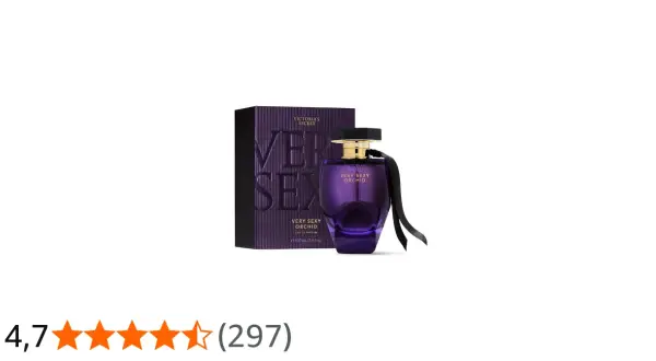 Perfum Victoria's Secret Very Sexy Orchid w fioletowym flakonie, obok pudełka z napisem "VERY SEXY". Zapach idealny na wieczorne wyjścia.