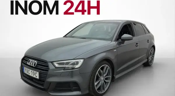 Grå begagnad Audi A3 Sportback med hemleverans inom 24h i Sverige. En snygg och praktisk bil för vardagen.