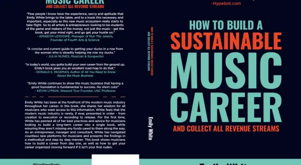 Book cover: "How to Build a Sustainable Music Career" by Emily White. Learn how to get in the music industry and collect revenue streams.
