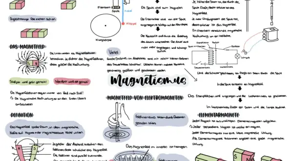 Magnetismus Physik: Magnetfeldlinien zeigen Kraftwirkung. Gleichnamige Pole stoßen, ungleichnamige ziehen sich an. Magnetfeld ist Raum mit magnetischen Kräften.