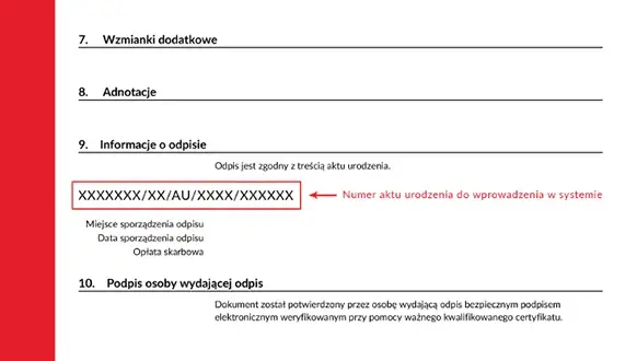 Odpis skrócony aktu urodzenia – dlaczego nie ma numeru?
