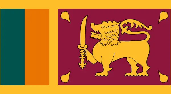Flaga Sri Lanki z lwem i mieczem. Planujesz podróż? Sprawdź, czy potrzebna jest wiza Sri Lanka.