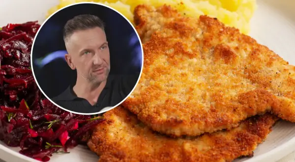 Sznycel a schabowy, idealny duet na talerzu. Obok puree ziemniaczane i surówka z buraczków.