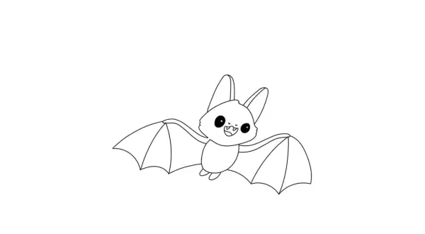 Un simpatico pipistrello da colorare e stampare, con ali spiegate e un sorriso contagioso.