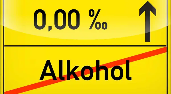 Znak drogowy informuje, że **ile trzyma alkohol w wydychanym powietrzu** to 0,00 promila.
