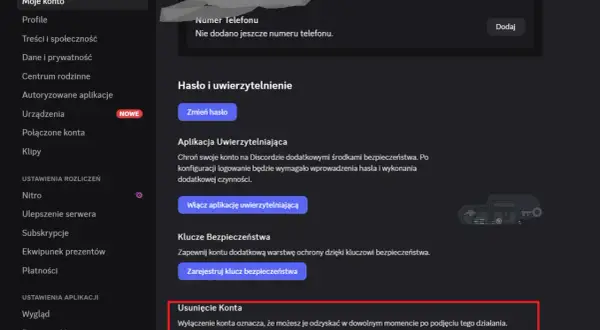 Ustawienia konta Discord: czy jak odinstaluje Facebooka to stracę konto? Nie, to ustawienia Discorda, nie Facebooka.