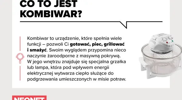 Biały kombiwar z szklaną misą i metalową kratką w środku.