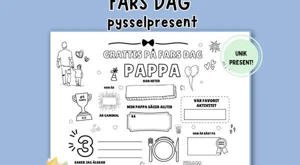 Fars dag-pyssel för att skapa en unik minnestatuering pappa. Fyll i information om pappa, hans favoriter och vad du älskar med honom.