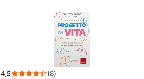 Copertina libro "Progetto di Vita" di Palmos e Espa. Un testo che esplora il progetto individuale, con domande e risposte, normative e buone prassi, ispirato dalla legge 328 del 2000.