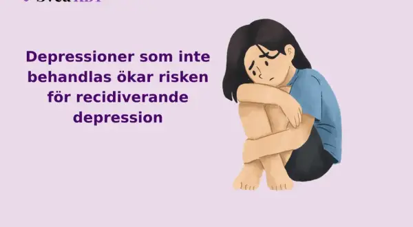 En person sitter hopkrupen, symboliserande hur obehandlad depression ökar risken för recidiverande depression.