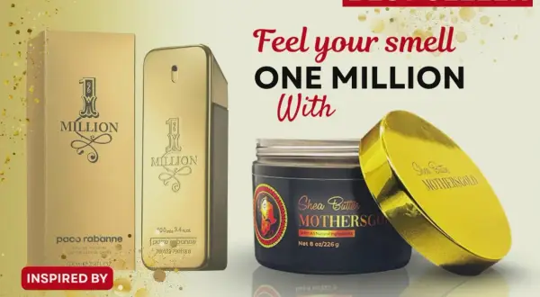 Złoty flakon perfum Paco Rabanne "One Million" i słoiczek masła do ciała. Poczuj zapach "One Million" w intensywnym wydaniu.