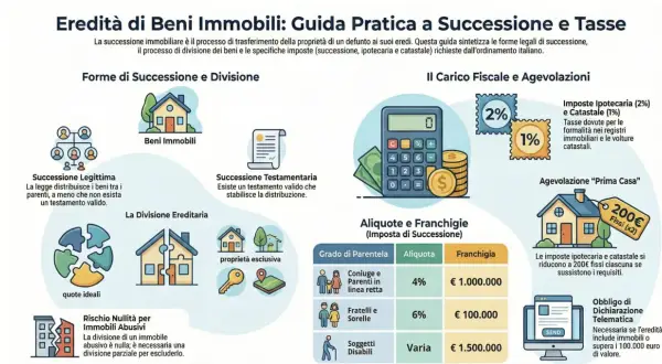 Guida alla gestione dell'eredità casa genitore deceduto: forme di successione, tasse e agevolazioni. Illustra imposte, aliquote e franchigie.