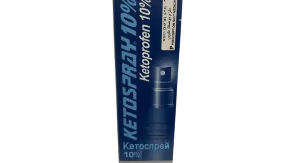Opakowanie Ketospray 10% z ketoprofenem, spray na skórę, 25ml. Lek na receptę.