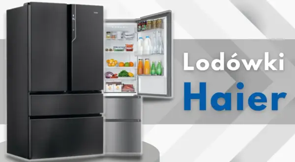 Czarna, nowoczesna lodówka Haier z otwartymi drzwiczkami, pełna świeżej żywności. Sprawdź lodówki Haier opinie i wybierz idealny model dla siebie.