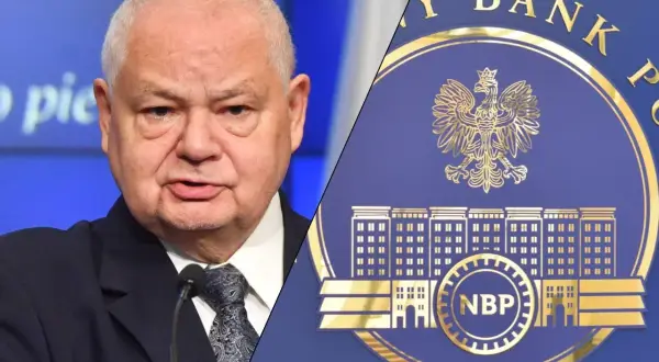 Prezes NBP Adam Glapiński i godło NBP. Dyskusja o stopie lombardowej NBP.