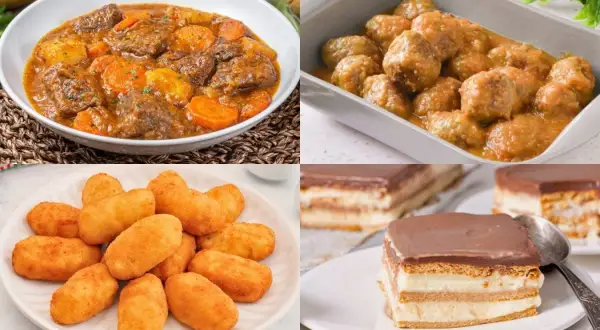 Guiso de carne, albóndigas, croquetas y pastel de chocolate. Un festín con recetas tradicionales de la abuela.