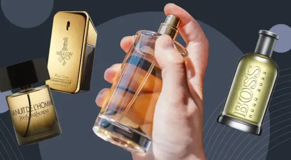 Popularne męskie perfumy: Paco Rabanne 1 Million, Yves Saint Laurent La Nuit de L'Homme i Hugo Boss.