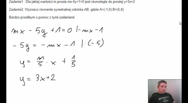 Dla jakich wartości parametru m równanie ma realne rozwiązania?