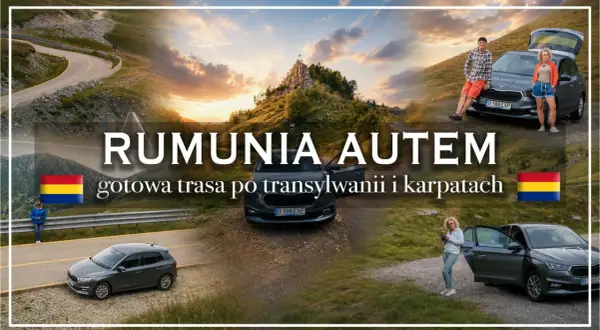 Rumunia wakacje samochodem: malownicze drogi Transylwanii i Karpat. Dwie pary cieszą się podróżą po górskich serpentynach.