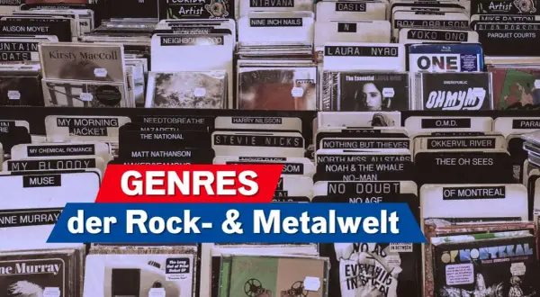 CD-Ständer mit Künstlernamen wie Nirvana, Oasis, Muse und My Chemical Romance. Entdecke die Vielfalt der Rock- & Metalwelt.