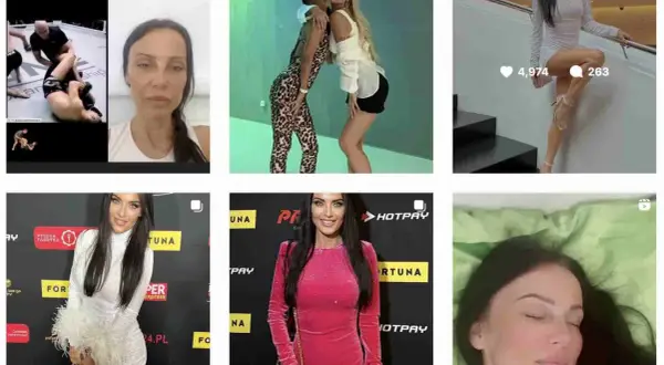 Monika Laskowska w różowej sukience i białej kreacji. Wiek nie gra roli w jej stylu.