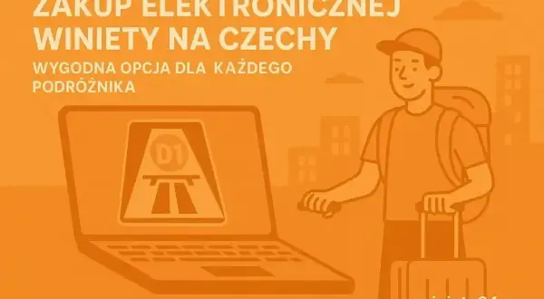 Zakup elektronicznej winiety na Czechy to wygodna opcja dla każdego podróżnika. Na ekranie laptopa widoczny symbol autostrady D1.