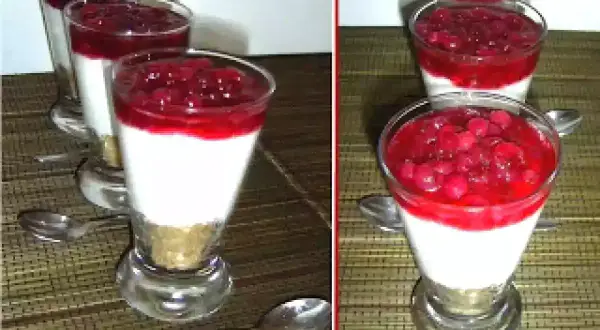Deliziosa mousse di ricotta al bicchiere con crumble e topping di frutti rossi. Perfetta per un fine pasto leggero e gustoso.
