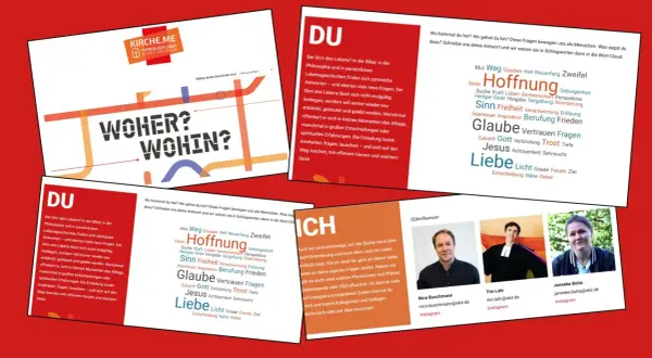 Wortwolke mit Begriffen wie Hoffnung, Glaube, Liebe, Sinn, Licht, Gnade, Freude, Ziel, die zum Nachdenken über den Lebensweg anregen.