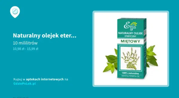 Butelka olejku miętowego z liśćmi mięty.
