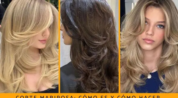 Tres mujeres con el corte mariposa, un estilo de cabello en capas que evoca la ligereza de las alas de una mariposa.