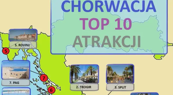 Mapa Chorwacji z atrakcjami: Rovinj, Pag, Trogir, Split. Planujesz podróż do Chorwacji?