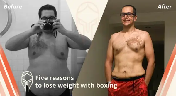 Before and after photos show a man's dramatic weight loss. Does boxing help you lose weight? This transformation suggests yes!