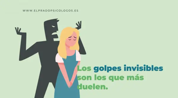Una mujer triste bajo la sombra de un hombre enfadado. ¿Cómo saber si estoy sufriendo maltrato psicológico? Los golpes invisibles duelen más.