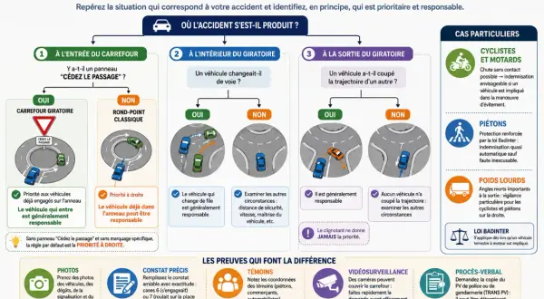 À l'entrée d'un carrefour, un panneau "Cédez le passage" indique que le véhicule qui entre doit céder le passage aux véhicules déjà engagés.
