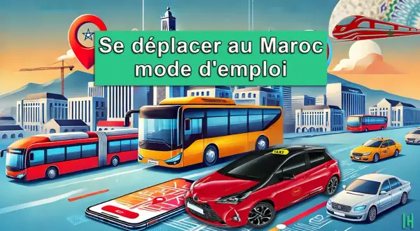 Comment se déplacer au Maroc : bus, taxis, train et application de navigation sur smartphone.