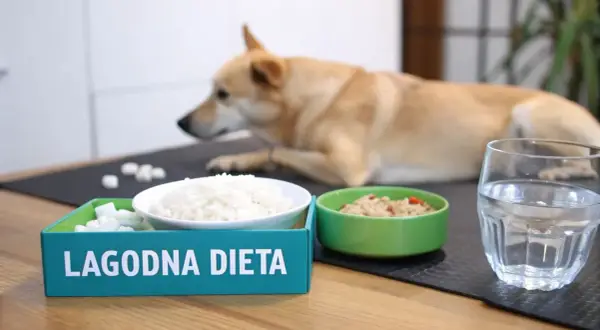 Łagodna dieta dla psa: ryż, gotowane mięso i woda. Gdy pies ma wymioty, takie jedzenie pomoże mu wrócić do formy.
