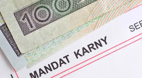 Polskie banknoty i dokument "Mandat Karny" sugerują, że może chodzić o taryfikator mandatów Niemcy, ale to polskie pieniądze.