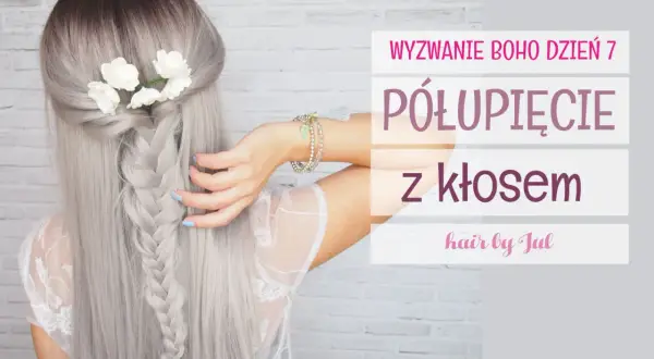 Piękna fryzura boho z warkoczem i kwiatami we włosach. Idealna na letnie dni.