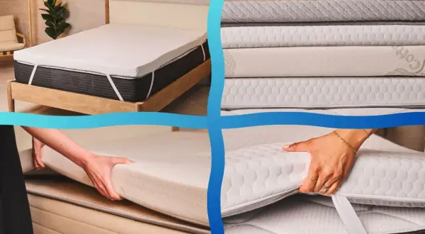 Yes, you can put a topper on a memory foam mattress. The image shows a topper being placed on a mattress.