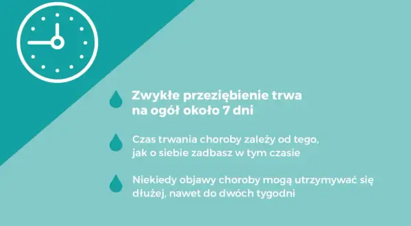 Zwykłe przeziębienie trwa ok. 7 dni, ale objawy mogą się utrzymywać dłużej. Dbaj o siebie, by szybciej wrócić do zdrowia.