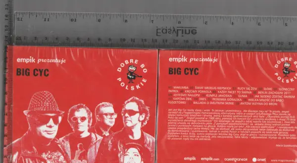 Okładka płyty zespołu Big Cyc. Na czerwonym tle wizerunki muzyków. Tekst: "empik prezentuje BIG CYC". "Facet to świnia" to jeden z utworów.