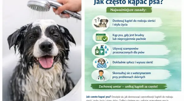 Szczeniak w wannie, myty przez człowieka pod prysznicem, z pianą na głowie.