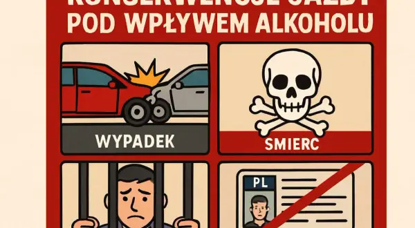 Konsekwencje jazdy po alkoholu: wypadek, śmierć, więzienie i utrata prawa jazdy. Nie ryzykuj!
