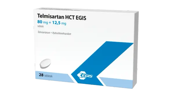 Opakowanie leku Telmisartan HCT EGIS 80 mg + 12,5 mg, 28 tabletek. Telmisartan egis wycofany.