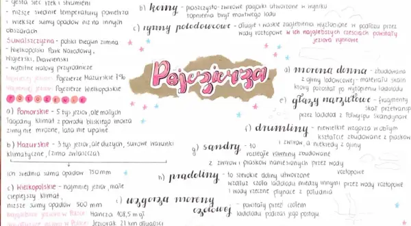 Pojezierza w Polsce to obszary z licznymi jeziorami, m.in. Pojezierze Mazurskie i Wielkopolskie.