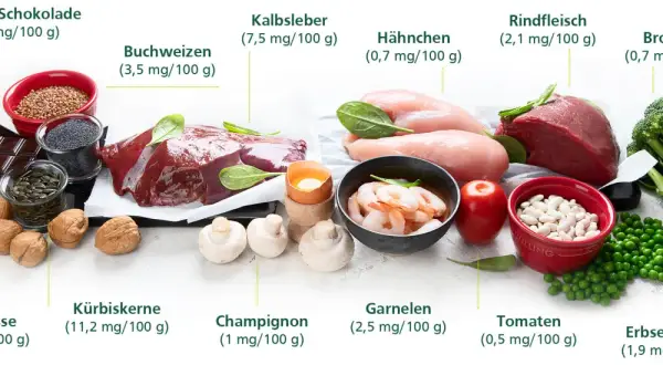Lebensmittel mit viel Eisen: Kalbsleber, Kürbiskerne, Buchweizen, Rindfleisch, Walnüsse, dunkle Schokolade. Was tun gegen Eisenmangel? Diese Lebensmittel helfen!