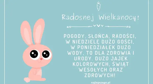 Uroczy króliczek z wielkimi oczami życzy radosnych, kolorowych świąt! Wesołych, zdrowych życzeń wielkanocnych rymowanki.