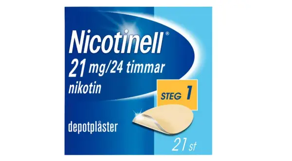 Nico-plåster 21 mg/24 timmar, steg 1. Ett alternativ till snus för nikotinberoende.